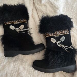 Vintage Tecnica Black Fur Après Ski Boots | Size 6.5- 7 | Made in Italy